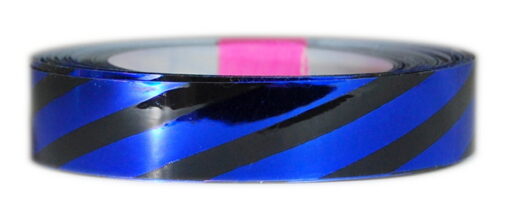 1/2" x 300' Mirror Tape - Black and Blue Stripe
