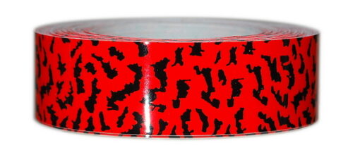 3/4" x 25' Neon Red Black Tiger Tape (on paper liner)