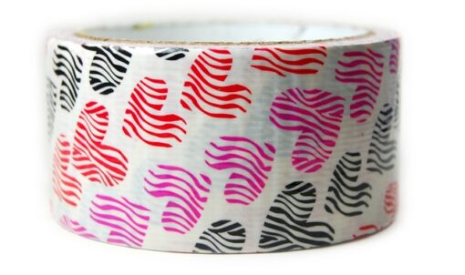 2" x 10 yds Duck Tape Brand Pink, Black, Red Patterned Hearts