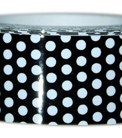 1" x 25' White Dots on Black Tape (Paper Backed)